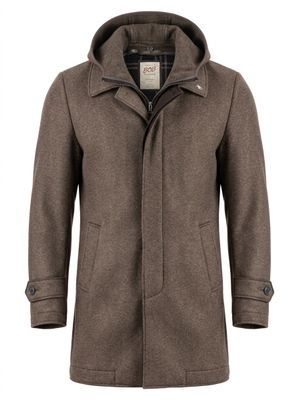 BOB Company Land Lange Mantel – Chocoladebruin – Gebreide Capuchon