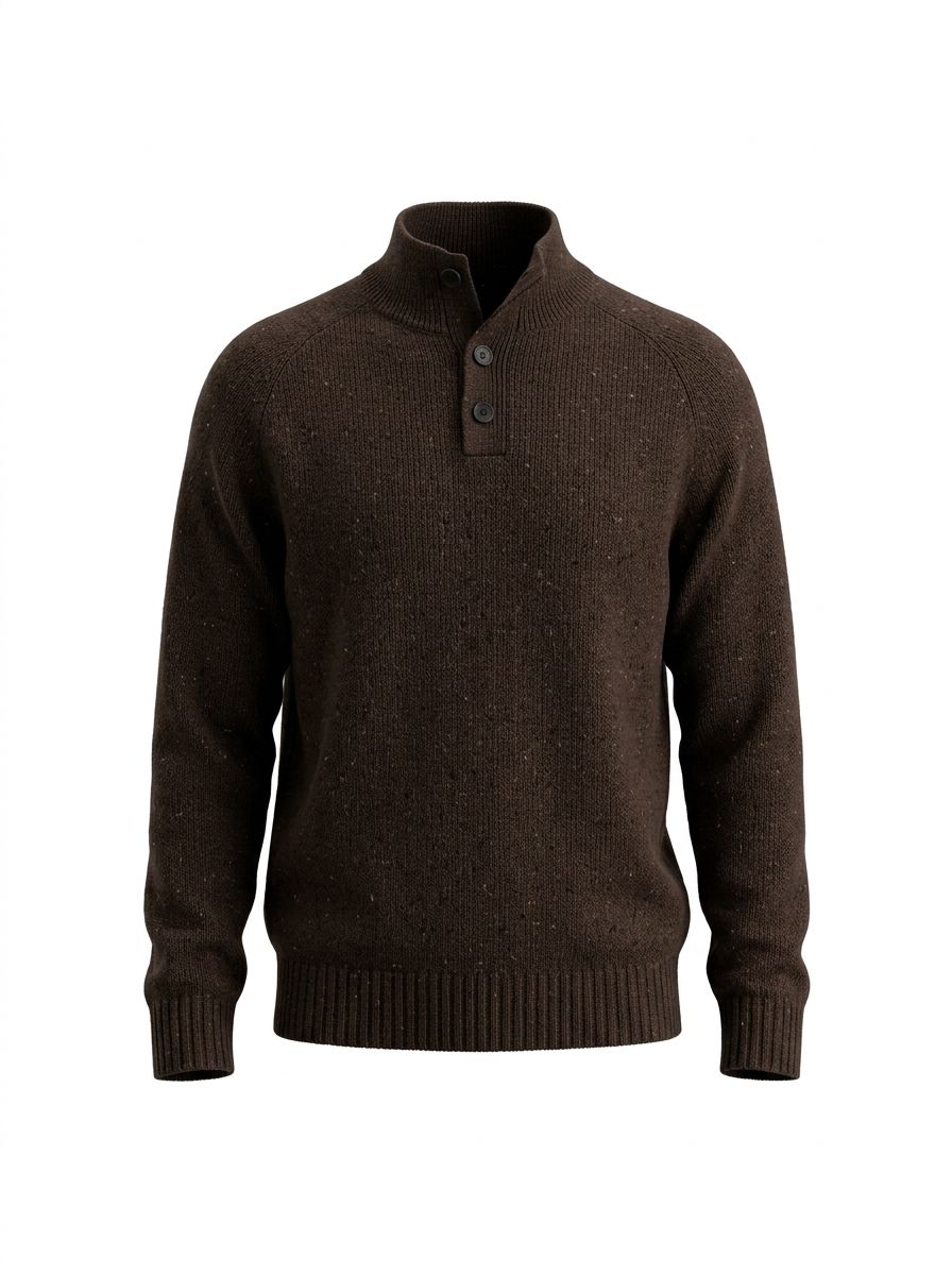 Wool &amp; Co Schipperstrui – Donkerbruin – Merino, Babyalpaca en Kasjmier