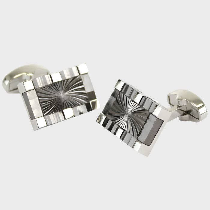 Rechthoekige manchetknopen in het midden van gunmetal en zilver