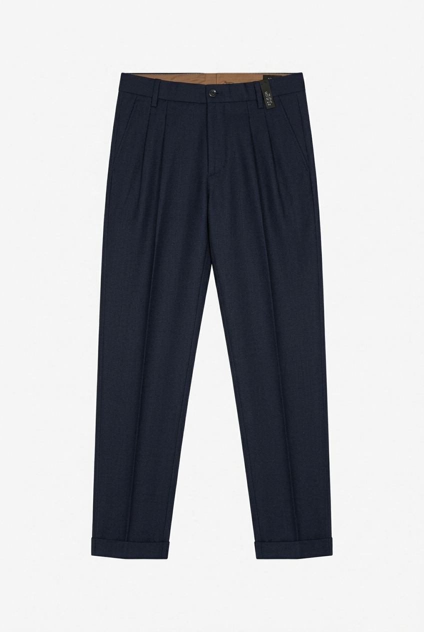 AT.P.CO – Aldo Dubbele Bandplooi Pantalon - Navy Blue