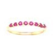 Mini gemstone half band, Colour: 18KYG Ruby .26cts 1.34g