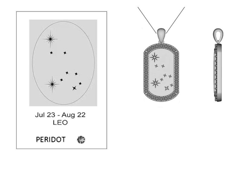 Zodiac Constellation Dog Tag Necklace