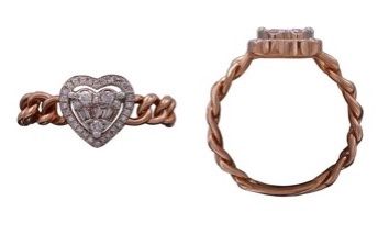 SR398, Colour: 14KRG HRT Chain ring 33D: .2cts / 3.11gm