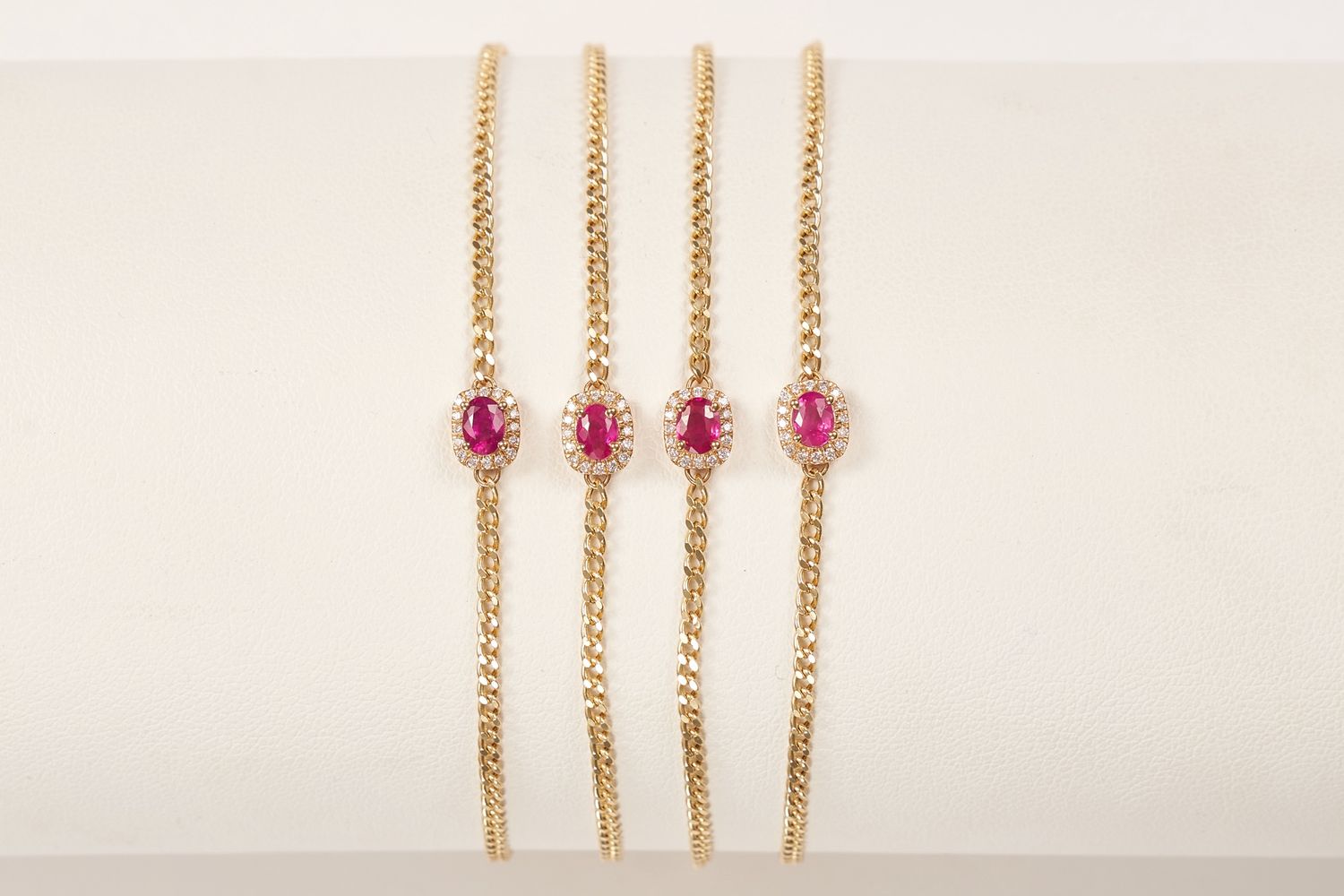 Oval Ruby halo bracelet