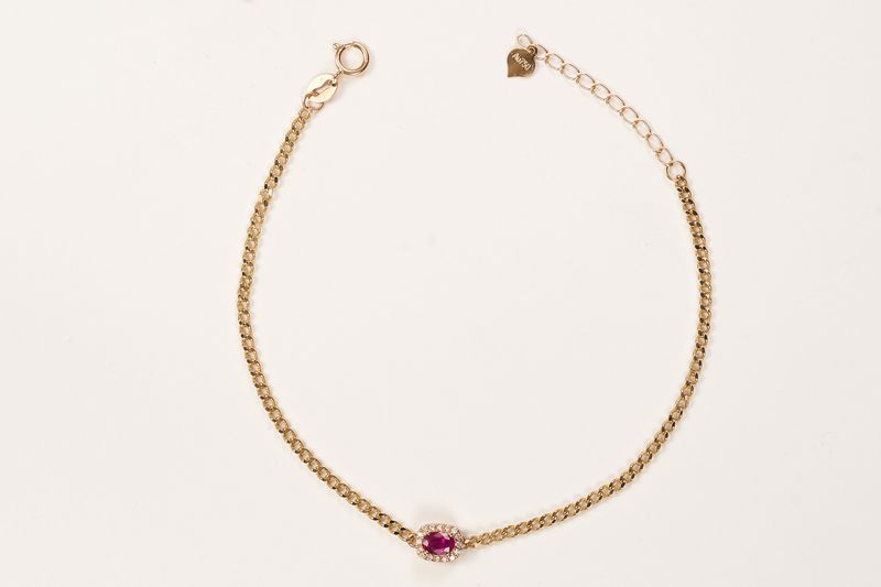 Oval Ruby halo bracelet