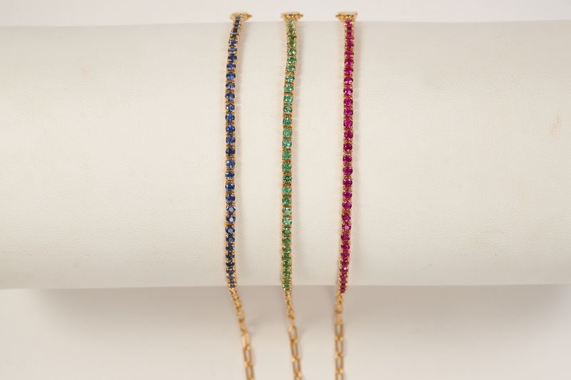 Gemstone half paperclip bracelet