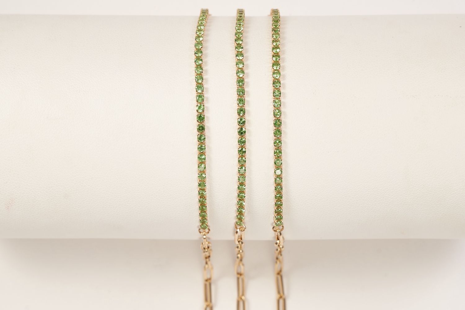 Tsavorite paper clip bracelet