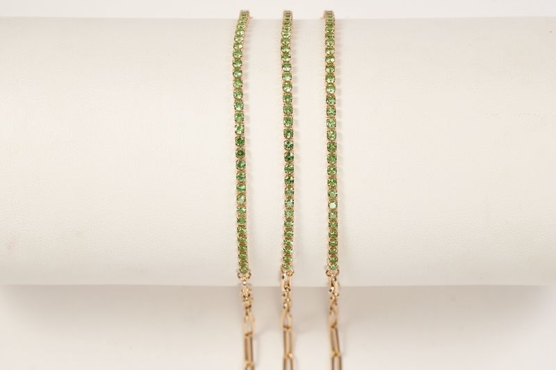 Tsavorite paper clip bracelet