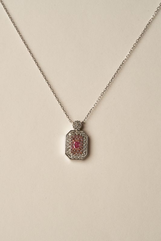 Pink Diamond rectangle necklace