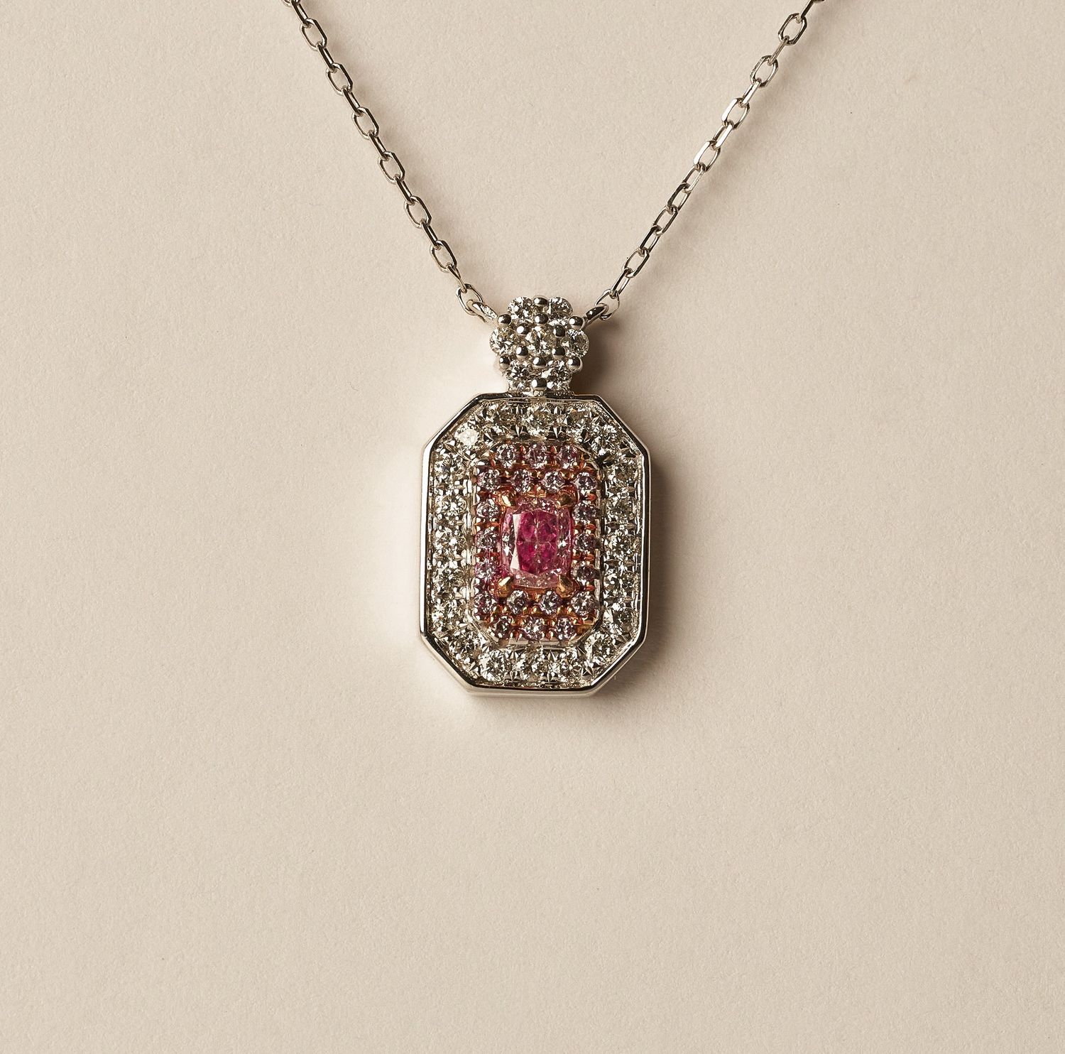 Pink Diamond rectangle necklace