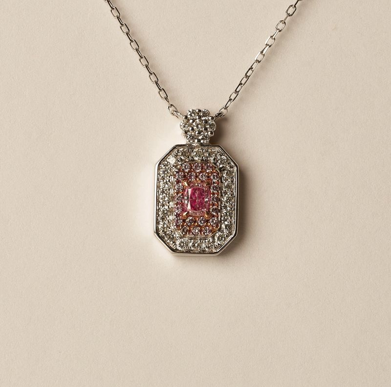 Pink Diamond rectangle necklace