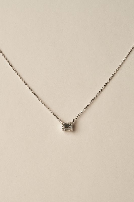 Emerald cut diamond necklace