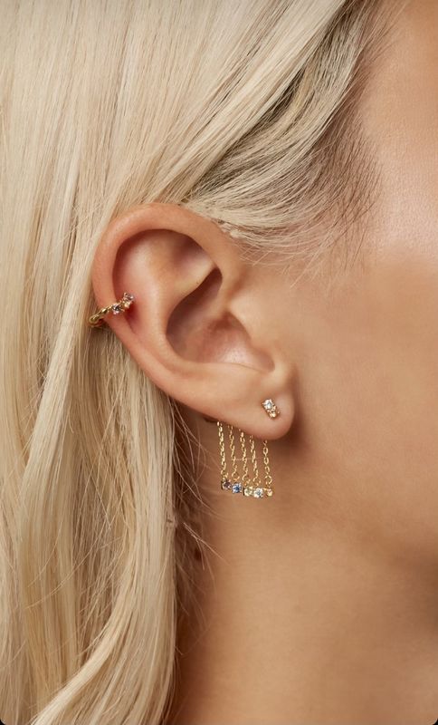 Multi waterfall earrings 14K 2.33cts/6.08g