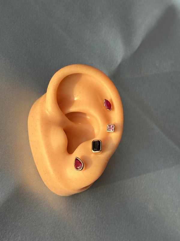 Pink Sapphire Cube Studs