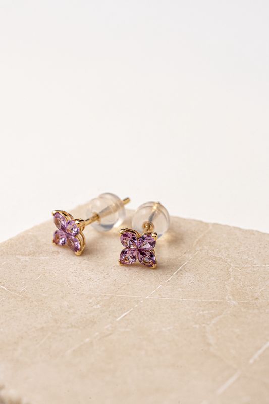 18KY Pink Sapp ear-0.76ct/0.71g