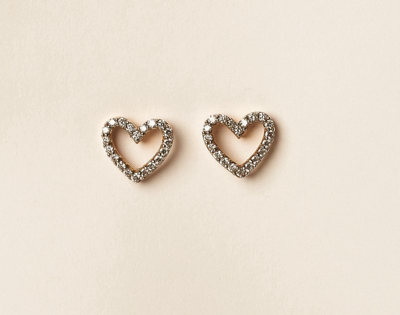Diamond heart studs 14KY 0.2cts 1.16g