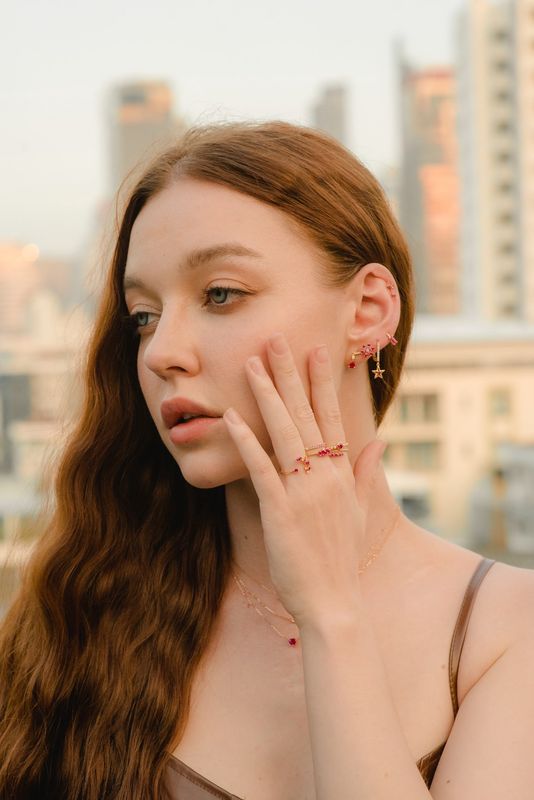 Pink Sapphire Ombre Band