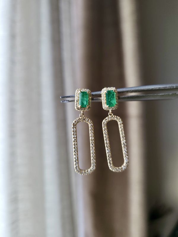 Gemstone Halo Dangle Earrings
