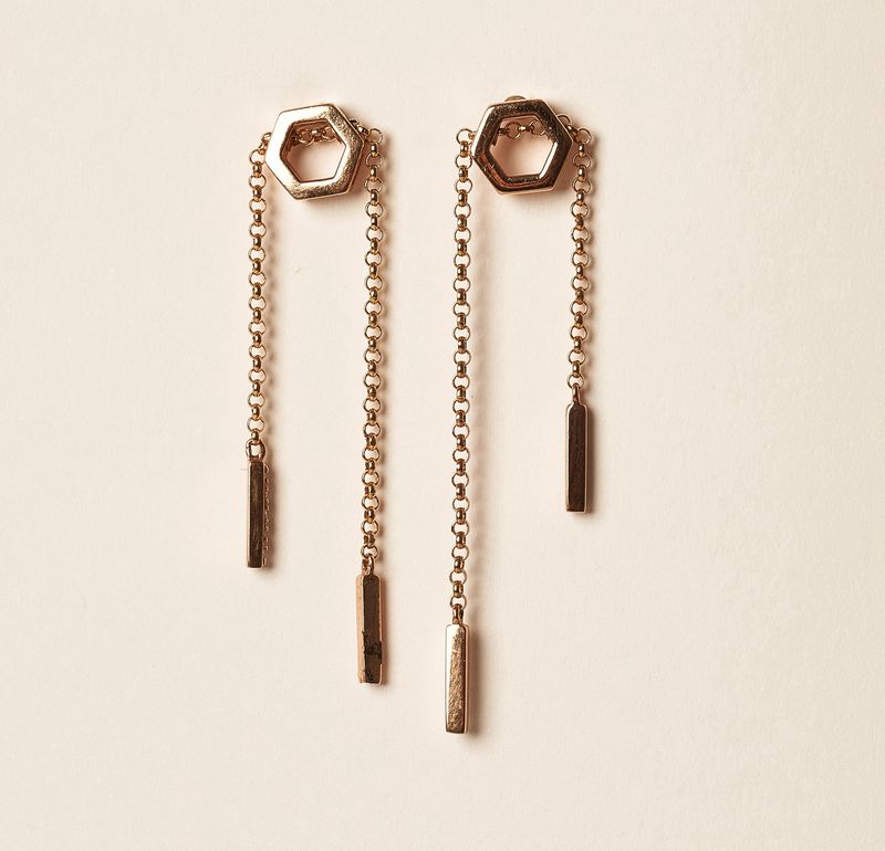Honeycomb earrings 14krg-: .04cts/G: 1.96g