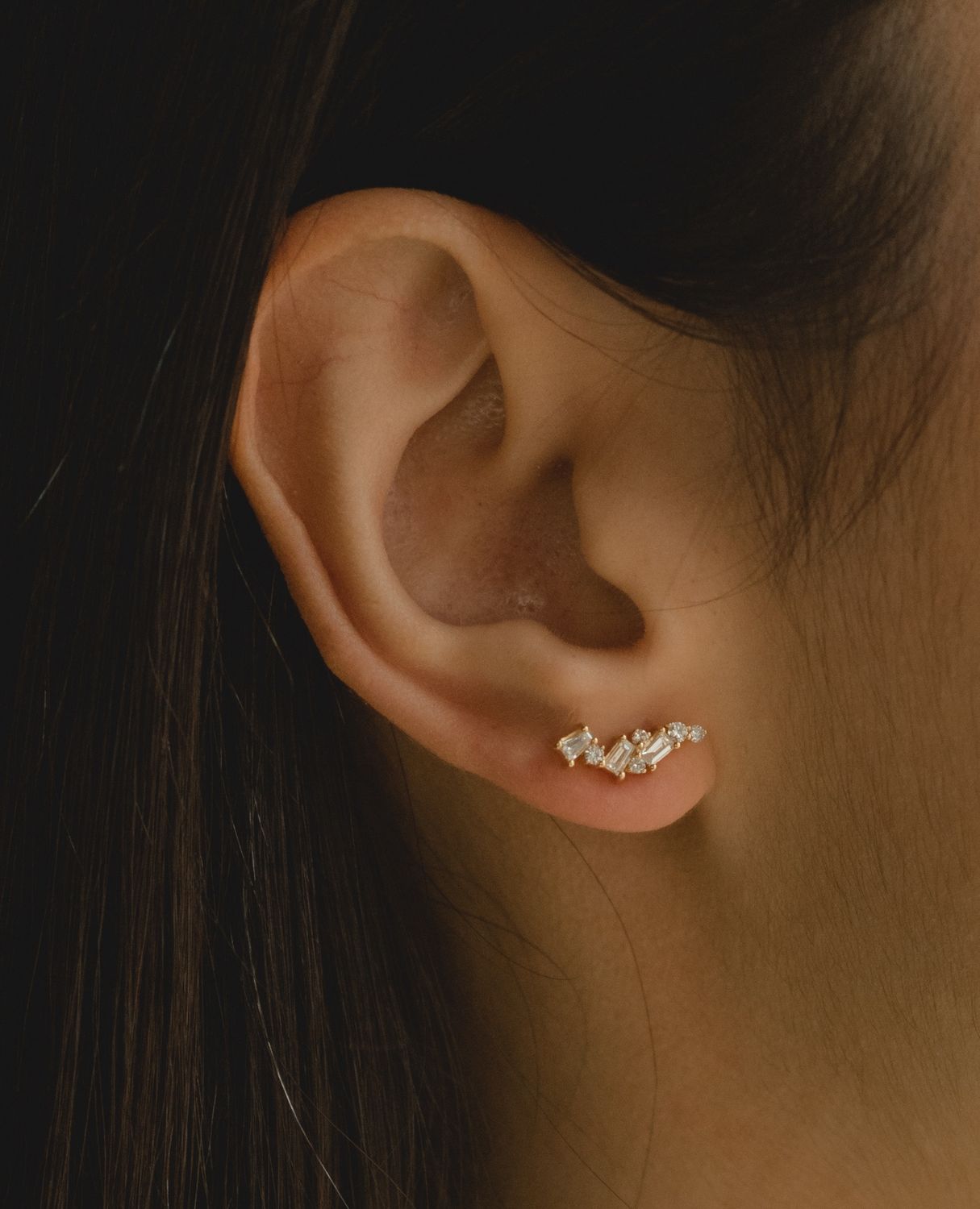 Baguette Dia studs 18KY D-0.38ct /2.07g