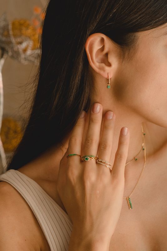Emerald Portrait Earrings