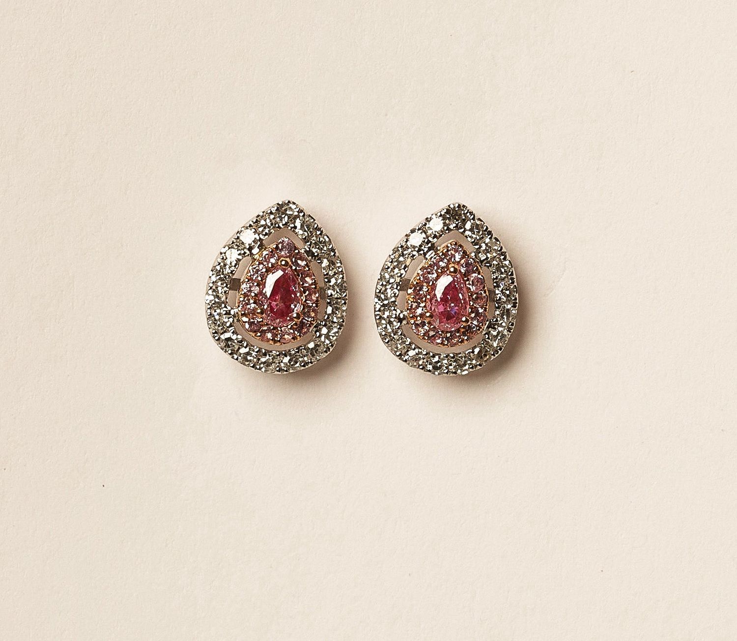18KW Pink Dia Pear- .58ct/1.5g