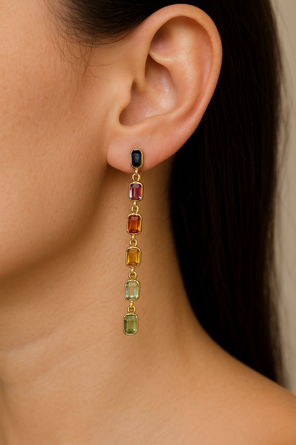 Sapphire dangle ear SE501