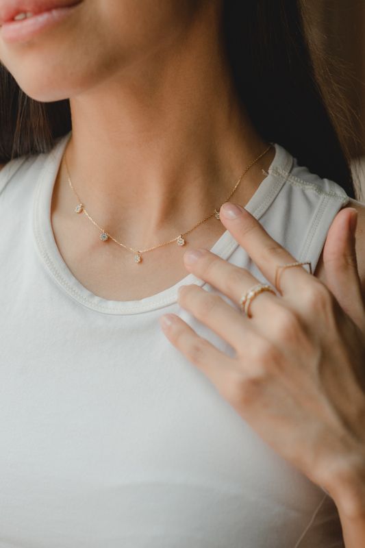 Circle Diamond Drop Necklace