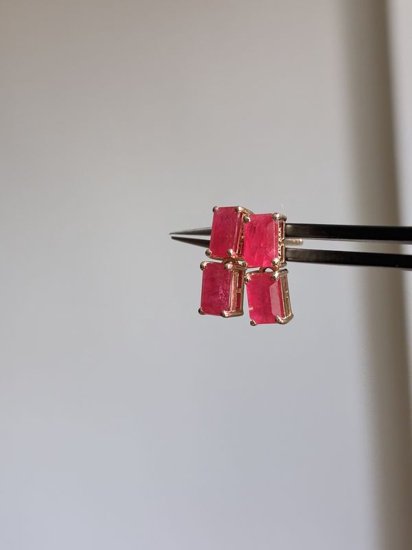 Double Ruby Dangle Earrings