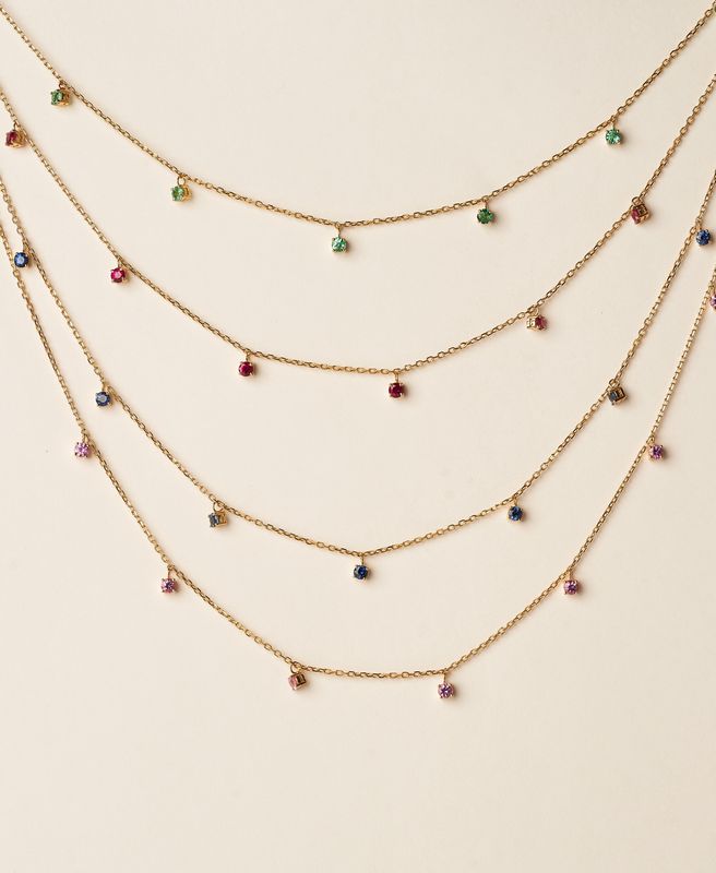18KY Mini gemstone drop