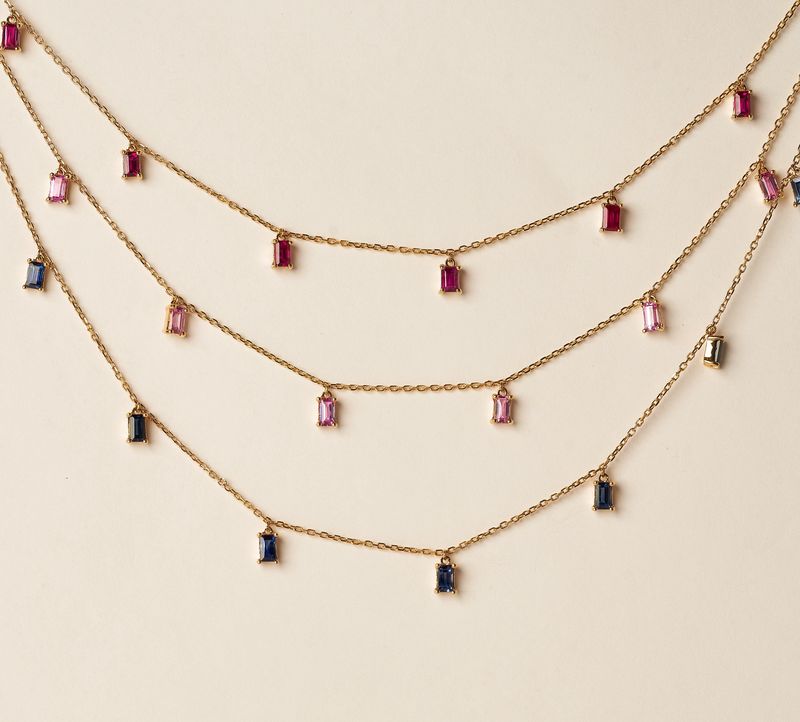 18KY Baguette dangle