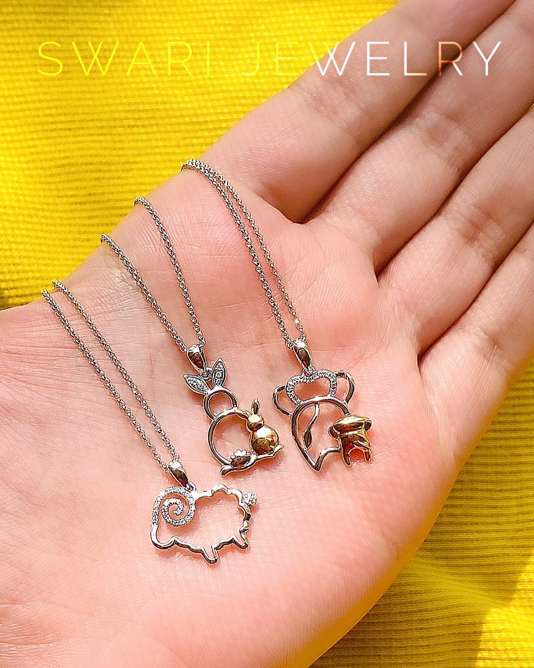 14KWG Ram necklace.07cts/2.62g