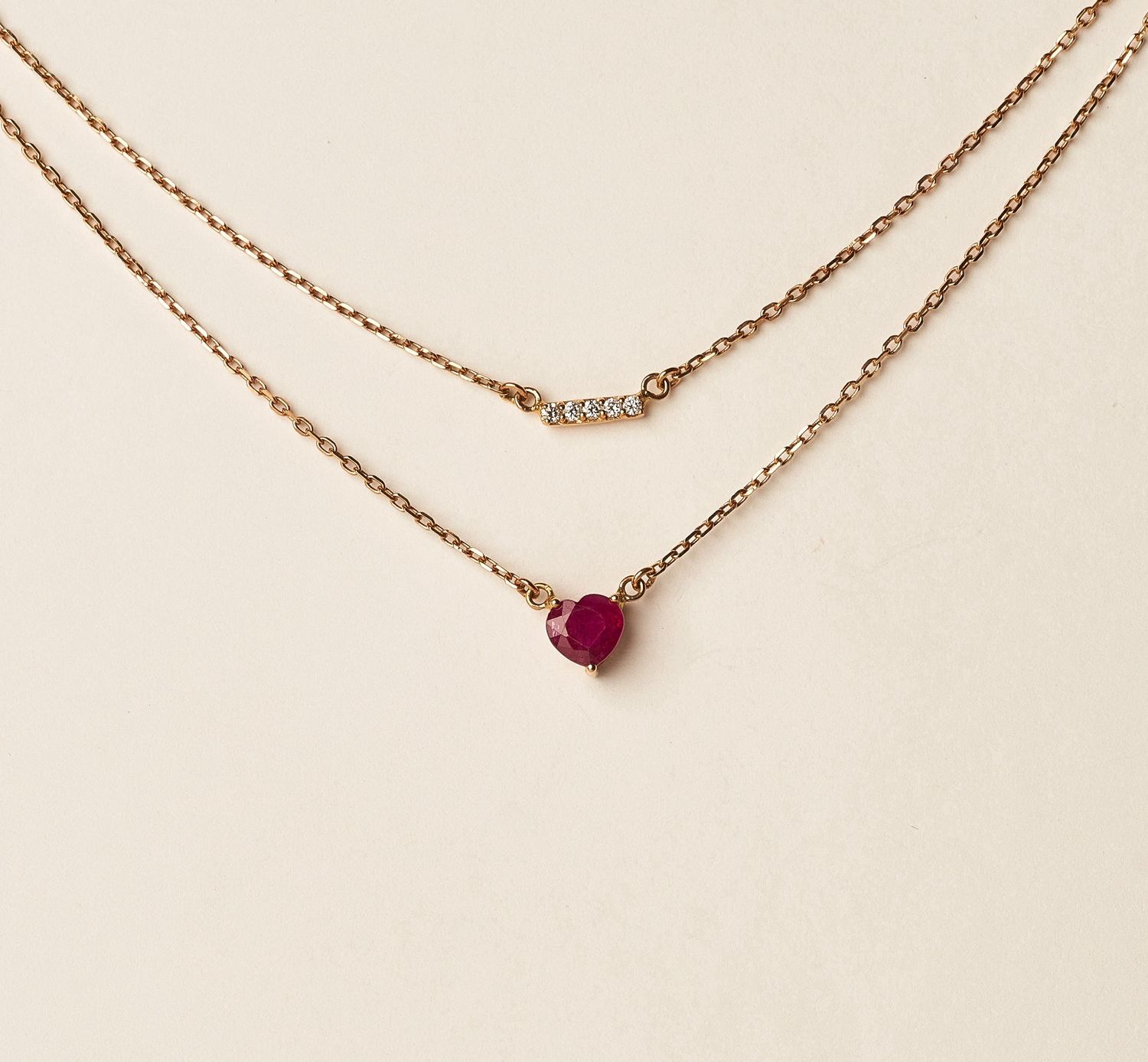 18KR Double layer Ruby .43ct D.04ct/2.58g
