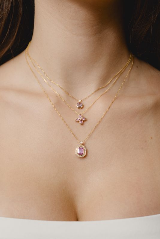 Pink Sapphire Pendant Necklace