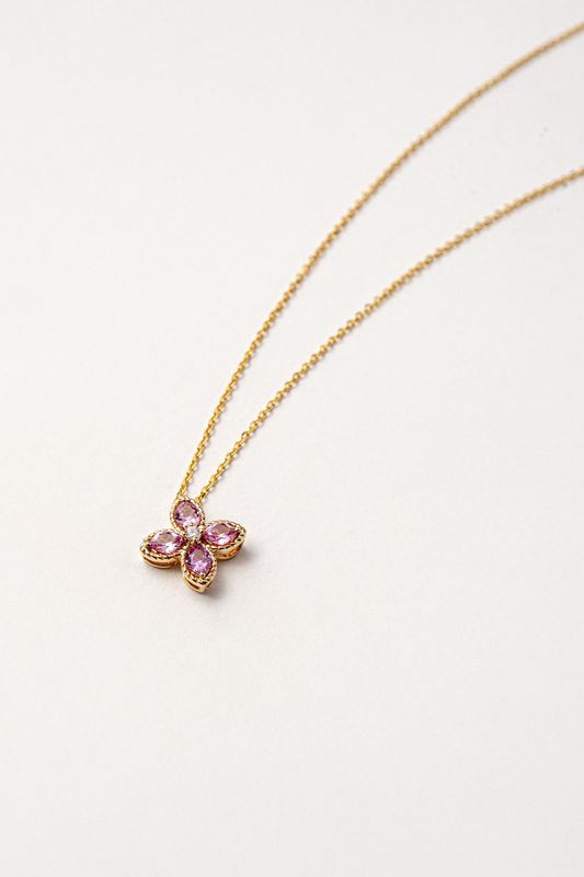 Pink Sapphire Flower Necklace