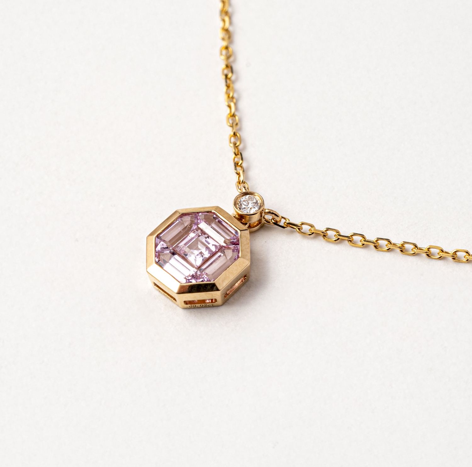 18KY Pink Sapphire-.42ct D.02ct/1.94g