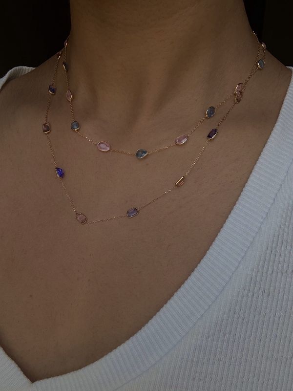 Blue and Pink Sapphire Necklace
