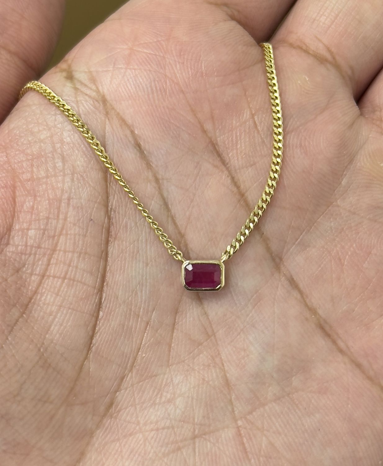 Stationary Ruby Bezel Necklace