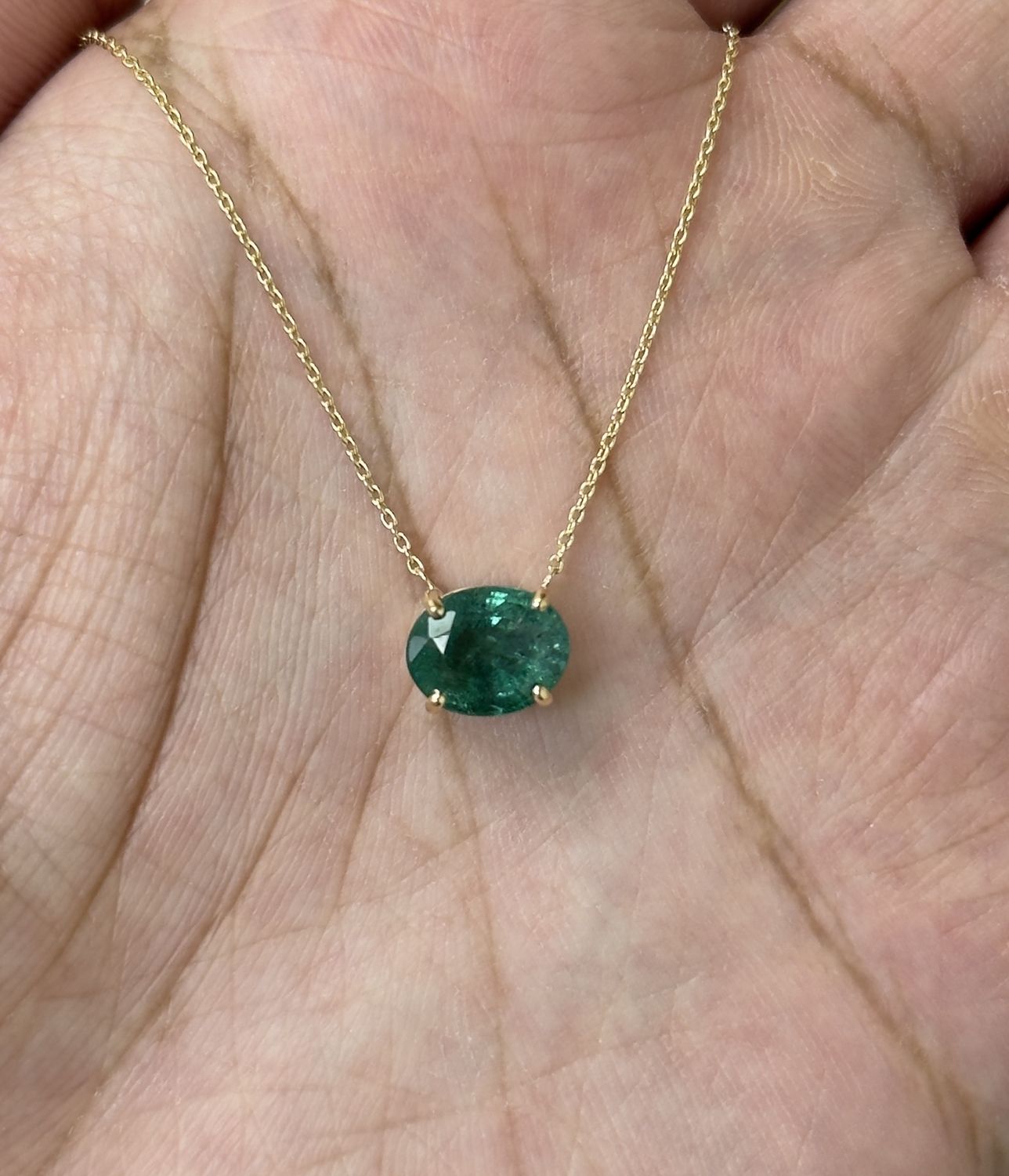 Stationary Emerald Pendant Necklace