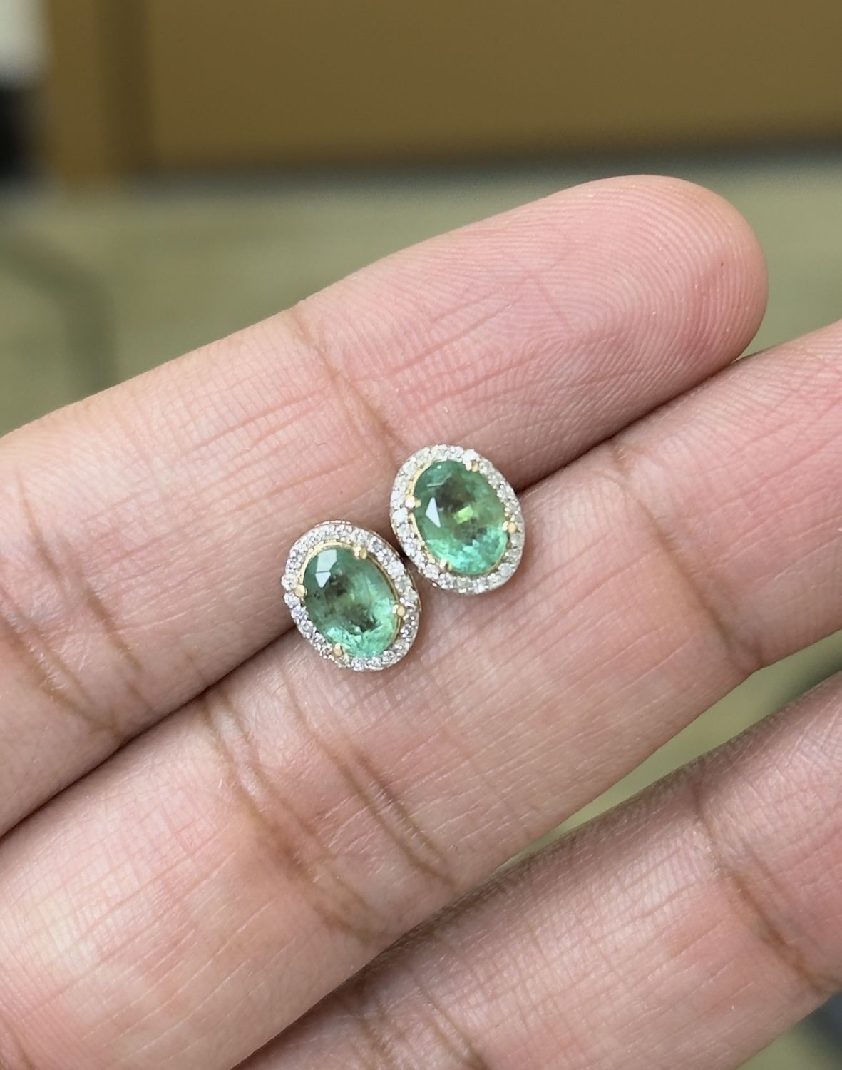 Emerald Halo Earrings