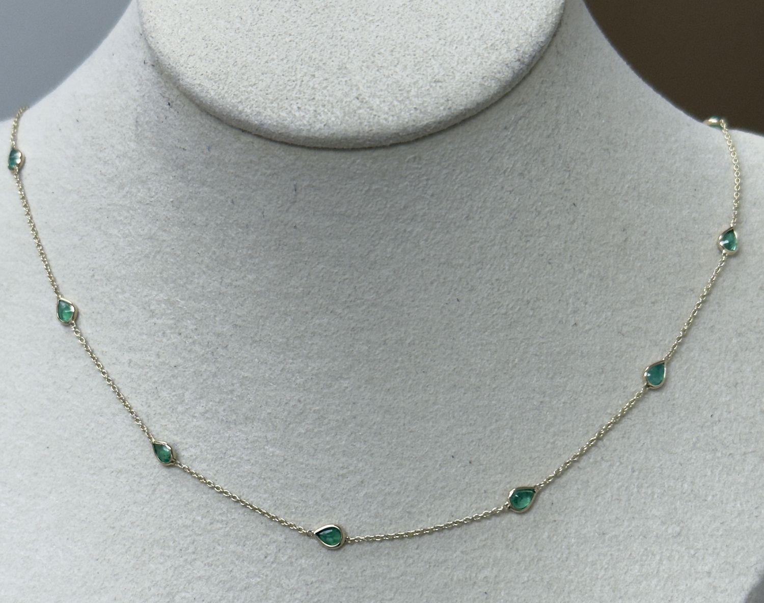 Stationary Emerald Pear Necklace