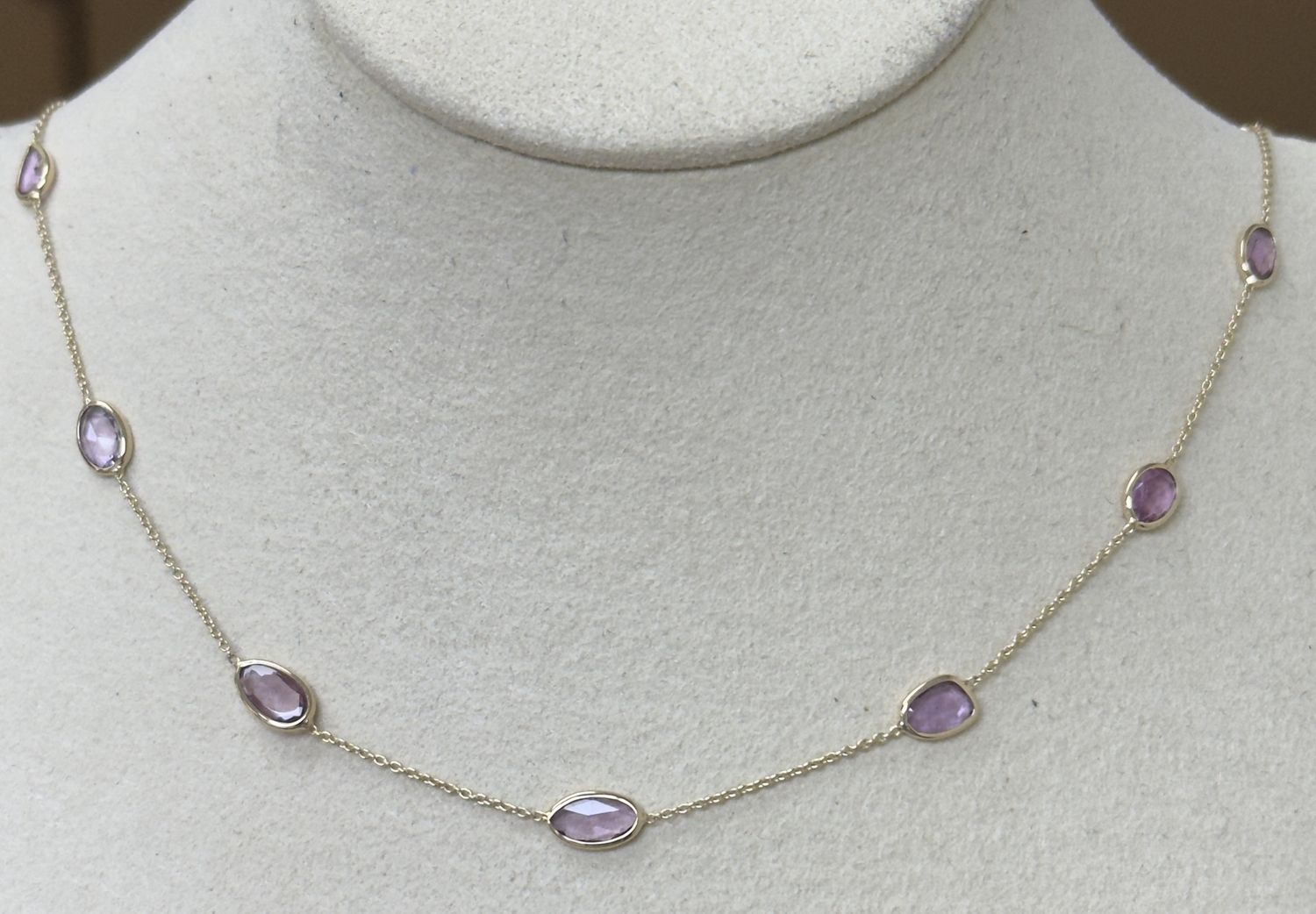 Multi Pink Sapphire Station Necklace