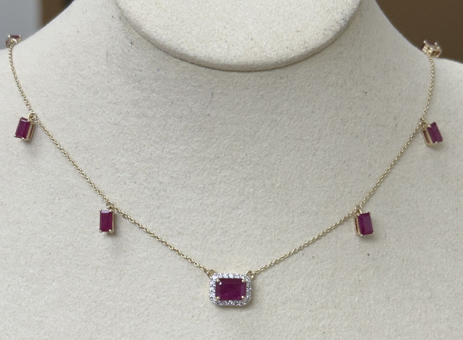 Ruby Solitaire and Dangle Necklace