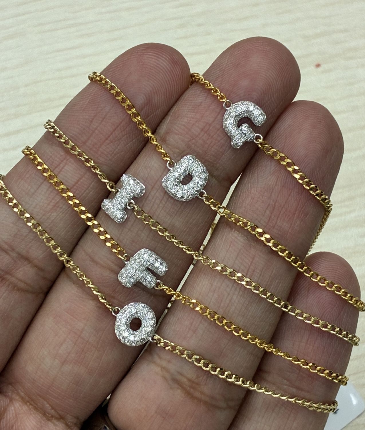 18K Diamond Bubble Initial Bracelet