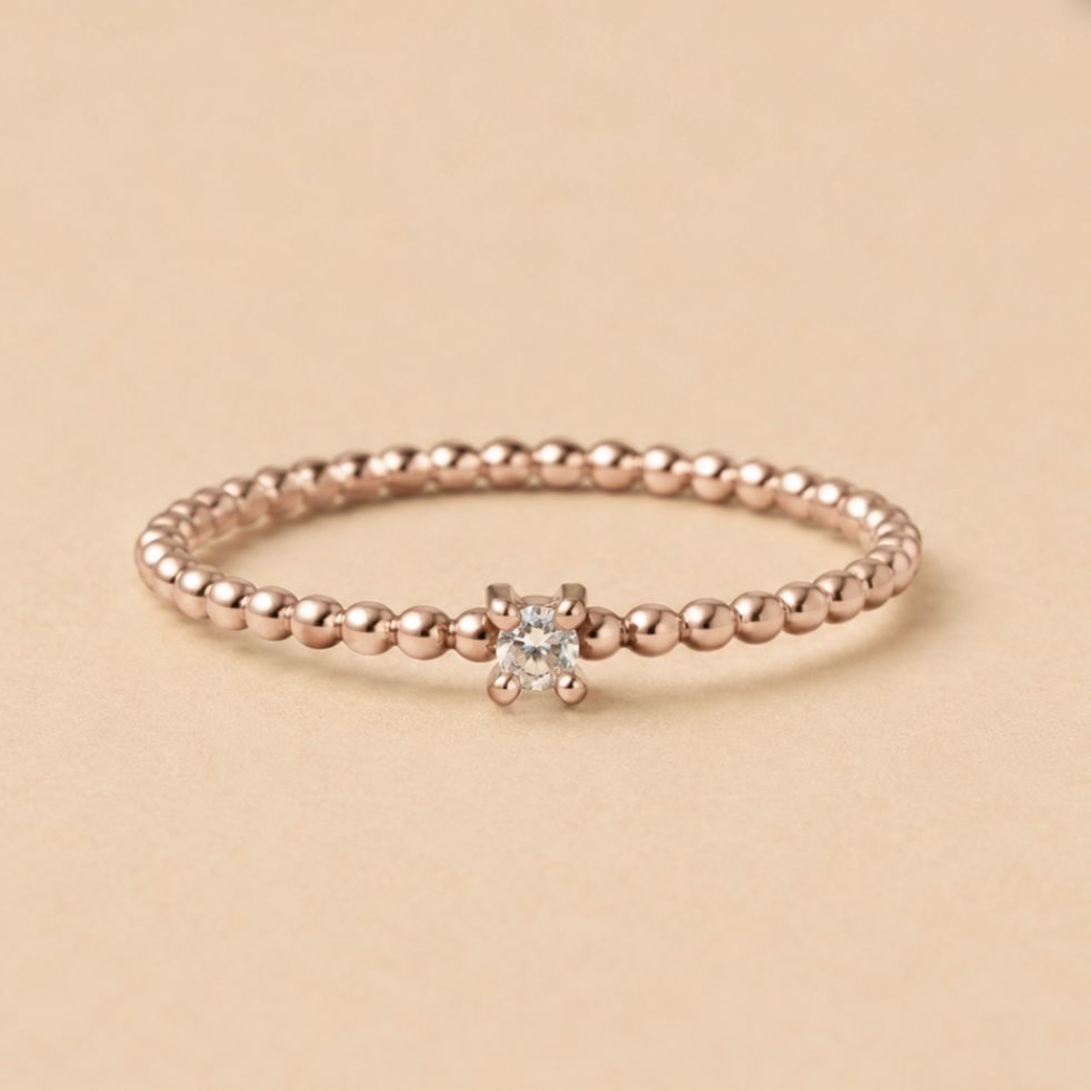Solitaire Diamond Bead Band