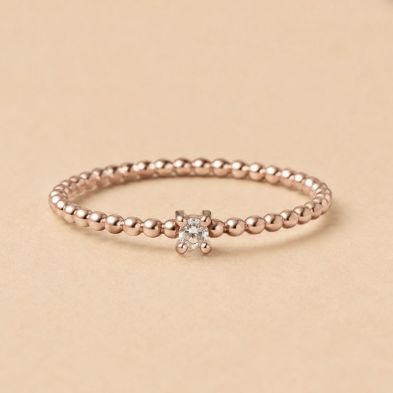 Solitaire Diamond Bead Band
