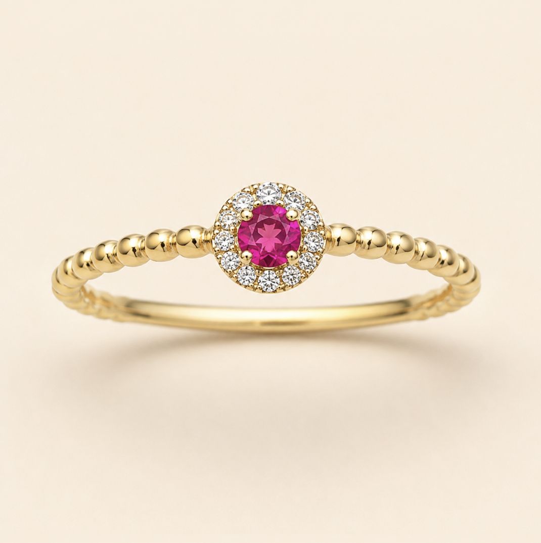 Mini Ruby Halo Ring