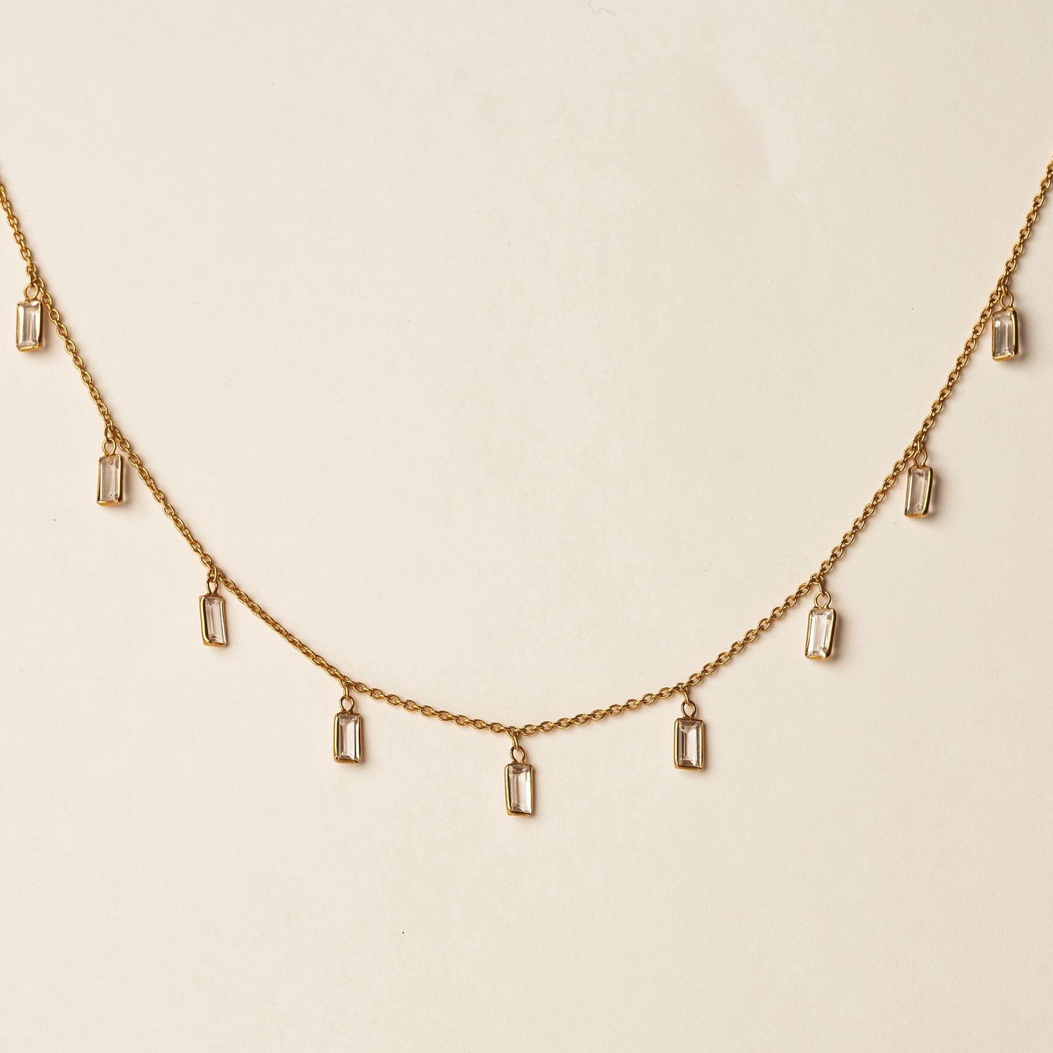Baguette Topaz Dangle Necklace