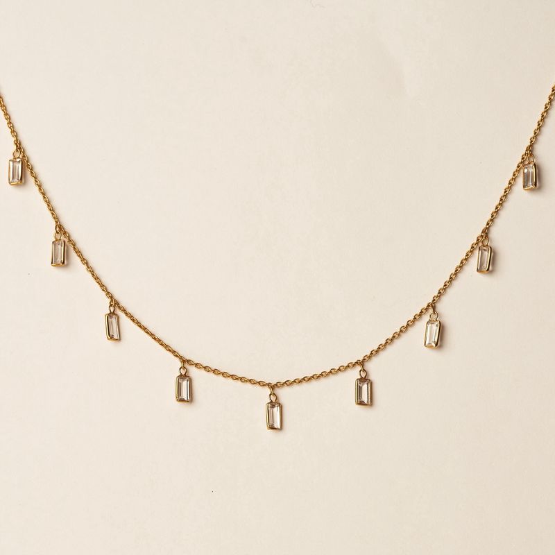 Baguette Topaz Dangle Necklace
