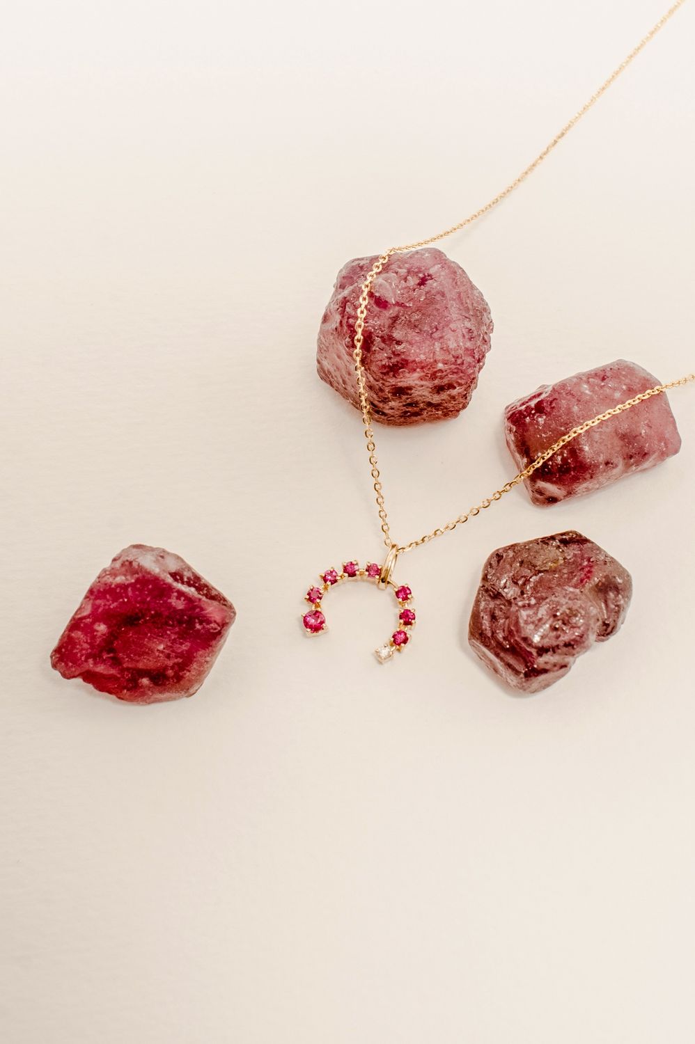 Horseshoe Necklace, Colour: 18KYG R/D- R:.31cts D:.014/1.82g